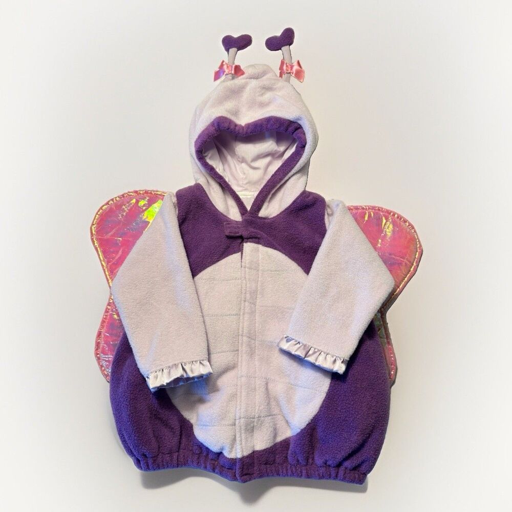 OLD NAVY Purple Butterfly Plush Hoodie Jacket Costume Baby Size 12 - 24 M (Bx 9)